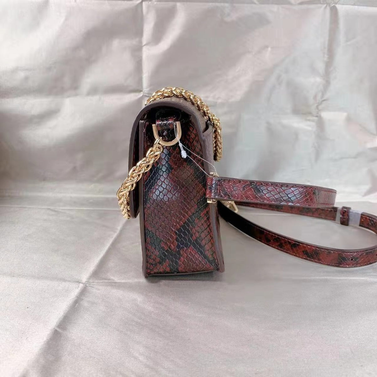 MICHAEL KORS 35F1G6SL3G SONIA MEDIUM SNAKE EMBOSSED FAUX LEATHER SHOULDER BAG MERLOT MICHAEL KORS 35F1G6SL3G SONIA MEDIUM SNAKE EMBOSSED FAUX LEATHER SHOULDER BAG MERLOT
